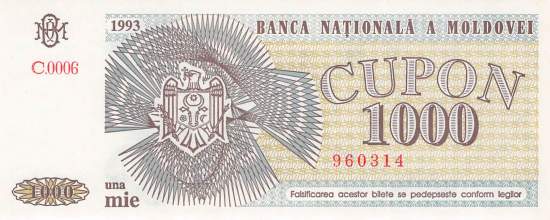 Moldova 1000 Cupon p3 1993